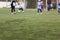 Blurred soccer pitch