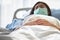 Blurred soft images of Asian woman patients wear a surgical mask Prevent the spread of germs