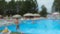 Blurred swimming pool. Blue color. Beach lockdown option. Stop motion video