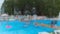 Blurred swimming pool. Blue color. Beach lockdown option. Stop motion video