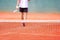 A blurred tennis player
