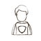 Blurred thick silhouette caricature faceless half body super hero young male