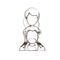 Blurred thin contour caricature faceless front view half body bearded father with moustache and girl on his back