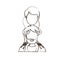 Blurred thin contour caricature faceless half body bearded father with girl on his back