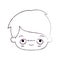 Blurred thin silhouette of kawaii head of little boy with embarrassed facial expression