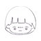 Blurred thin silhouette of kawaii head of little boy with facial expression bored
