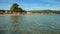 Blurred Time Lapse People Sunbathe and Swimming On Beach, Moraitika, Greece. High quality 4k footage