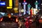 Blurred unfocused city view at night