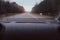 Blurred unfocused view through the moving car windscreen. Glitch retro effect
