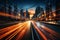 Blurred urban pulse Highway overpass in motion, cityscape background conveys bustling movement