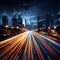 Blurred urban pulse Highway overpass in motion, cityscape background conveys bustling movement