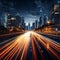 Blurred urban pulse Highway overpass in motion, cityscape background conveys bustling movement