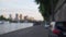 Blurred urban scene of cityscape across Seine River in Paris