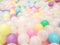Blurred variety colorful of balloon on floor for party, abstract soft color