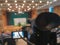 blurred video camera in seminar room