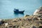 Blurred vietnamese fishing boat on the sea