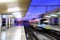 Blurred view of Santander railway station.