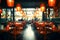 Blurred vintage cafe restaurant interior offers a captivating abstract background