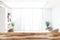 Blurred white and wooden office with lounge