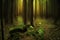 Blurred wild forest with soft light background