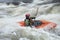 Blurred woman kayaking in river