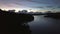 Blurry aerial Kenyir lake beautiful tropical tourist landscapes and island, Malaysia beach sunrise. Dawn morning noise footage