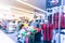 Blurry background mannequins at American sport and fitness clothing store