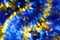 Blurry blue shiny christmas tinsel texture for decoration