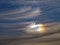 Blurry Cirrus clouds capture sunbeam, mystic sky scene