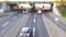Blurry city traffic background with moving cars on motorway in urban traffic