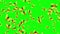 Blurry Focus Swarm Of Honey Bees Flying In The Air With Glitter Dust On Natural Gradient Green Red Background And Isolated Green