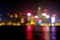 Blurry Hong Kong bay at night