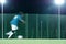 Blurry motion of contemporary active soccer player