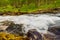 Blurry motions water of river along the Aurlandsfjellet mountains in Norway