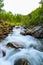 Blurry motions water of river. River along the Aurlandsfjellet mountains in Norway