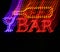 Blurry neon bar sign with a wine bottle