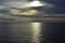 Blurry ocean landscape background and sunset view in digital motion effect.