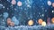 A blurry photo capturing snow and twinkling lights in a winter setting, blue winter bokeh abstract design background video, AI