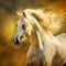 A blurry photo of a white horse in motion. AI generative image