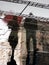 Blurry shadow and silhouette of a young couple under spring rain