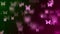 Blurry Sharp Fantasy Swarm Pink Butterflies Flying With Flapping Wings And Glitter Sparkle Dust On Red And Green Gradient