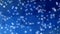 Blurry snowflakes or little lights falling on dark blue crystalline polygonal background with camera motion effect