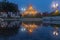 Blurry soft and flair Wat Ratchanatdaram Temple the beautiful golden castle or pagoda Bangkok, Thailand