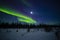 Blurry Stars, Starburst Moon, Green Aurora Borealis