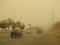 A blurry view during a sandstorm hitting Egypt with the increase of wind speed and decrease of the level of visibility