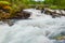 Blurry waterfall along the Aurlandsfjellet mountains in Norway