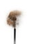 Blush brush with blush on it, loose powder and glitter blush, isolated on white backgrownd.