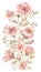 Blush pink antique rose clipart, beige and pale flowers bouquet, creamy garden flowers print, peony and beige leaves, wedding hand