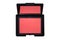 Blush in pink coral shades, cosmetic with golden shimmer for che