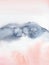 Blush Pink and navyblue abstract watercolor hand painted landscape